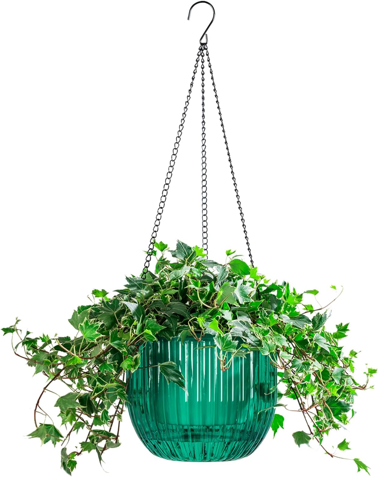 Melphoe 1 Pack Self Watering Hanging Planters Indoor Flower Pots, 8.3 Inch Outdoor Hanging Plant Pot Basket, Plant Hanger with 3Hooks Drainage Holes for Garden Home