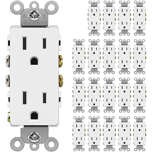 Miniatura 1 de BESTTEN Receptáculo eléctrico de pared decorativo de 15 amperios, no resistente a manipulaciones, 15A125V1875W, para uso residencial y comercial,