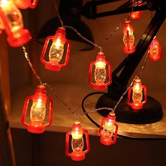 Kerosene Lantern String Lights, Led String Fairy Light Waterproof Battery Operated Lamp Indoor Outdoor Decor for Halloween Christmas Holiday Party Red, 1.5m/10 LEDs