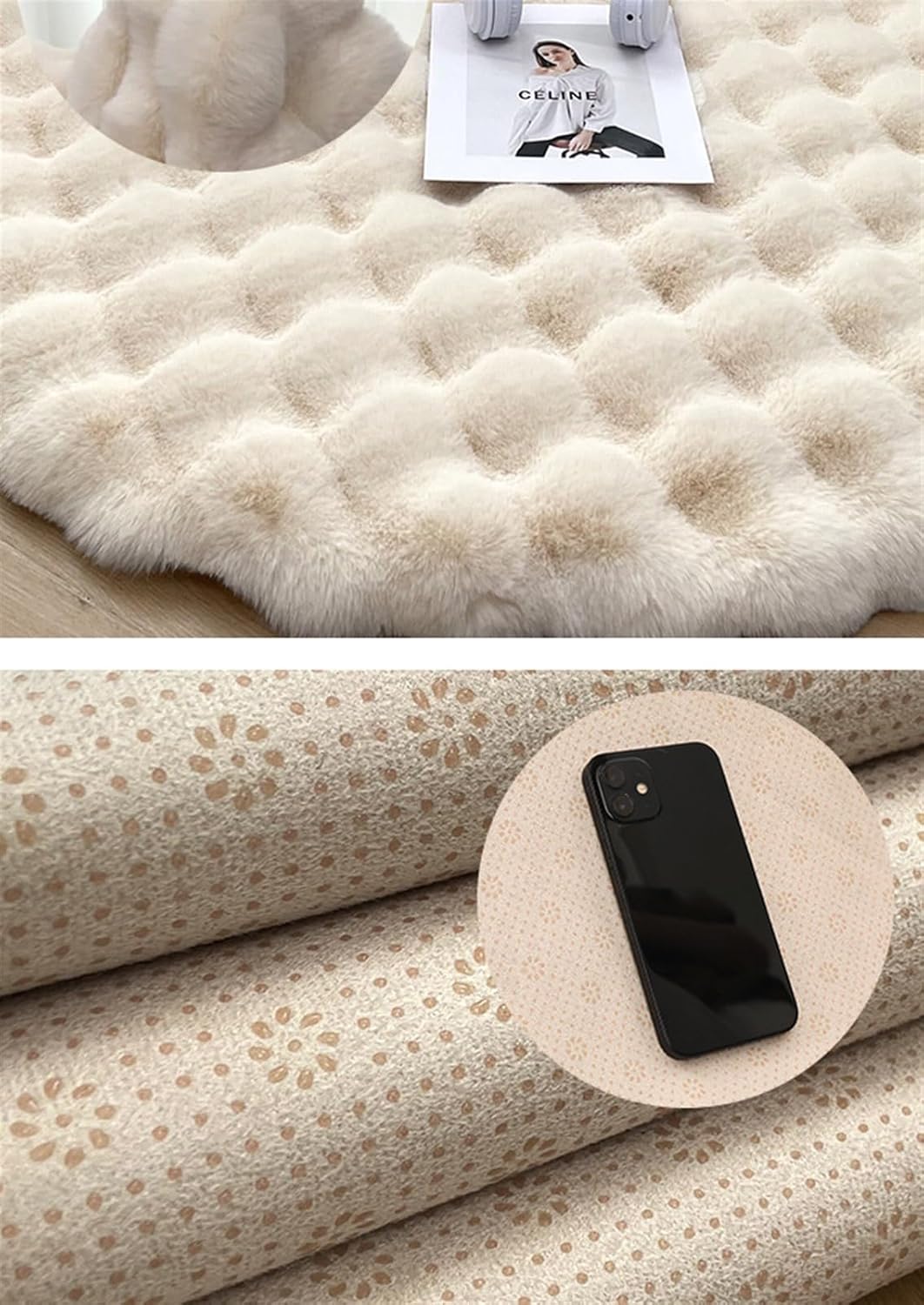 Lifup Round Area Rug, Soft Bedroom Circle Rugs Mats, Fluffy Plush Shaggy Carpet for Living Room Bedroom Kids Room Grey 2.6x2.6 Feet