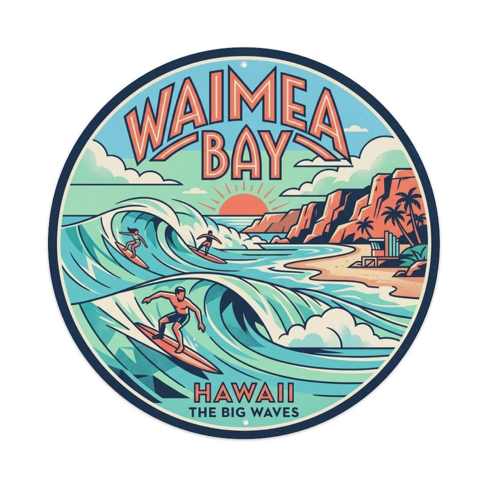 Waimea Bay Surf Riders Hawaii Travel Beach Resort Break Metal Tin Sign
