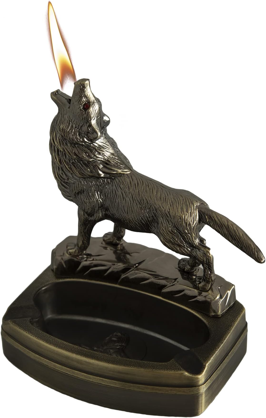 Decorative Ashtray Sets Novelty Wolf Shape Lighter Home Office Table Decor Retro (Wolf)