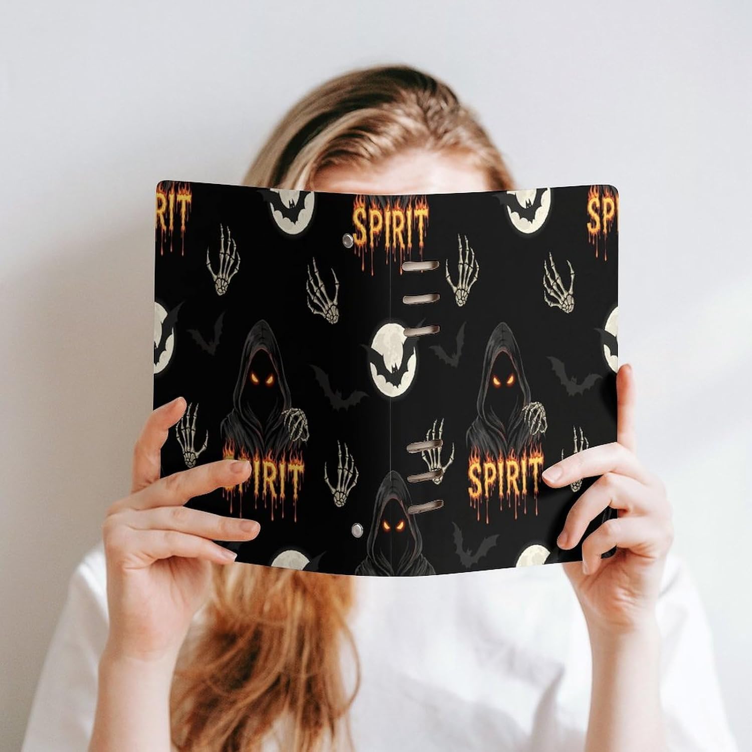 JOJOART Halloween Horror Skull Journals Binder Notebook Loose Leaf 6-Ring Professional Notebook,Spiral Notebooks Refillable Journal Notebook,90 Sheets for Office Travel Planner