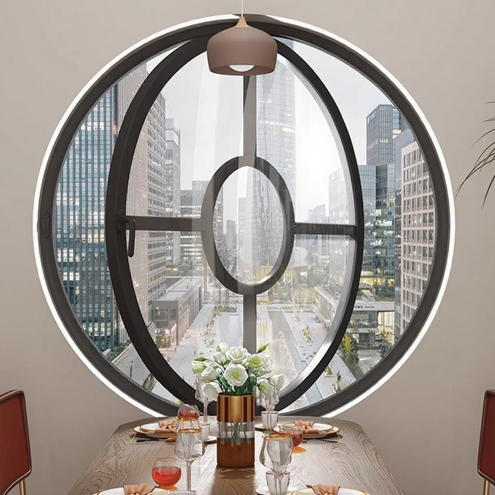 Ventana de aluminio con vidrio templado de 39.37 pulgadas