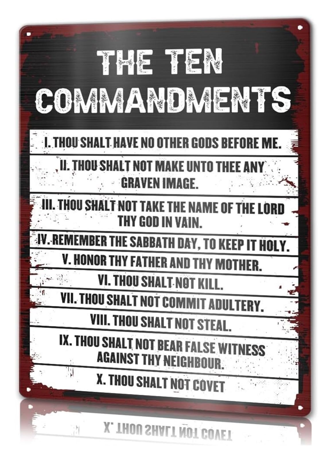 AUOQKQUT Ten Commandments Vintage Metal Tin Sign Religious Wall Decor Inspirational Biblical Art For Home Church Or Office 8 x 12 inch