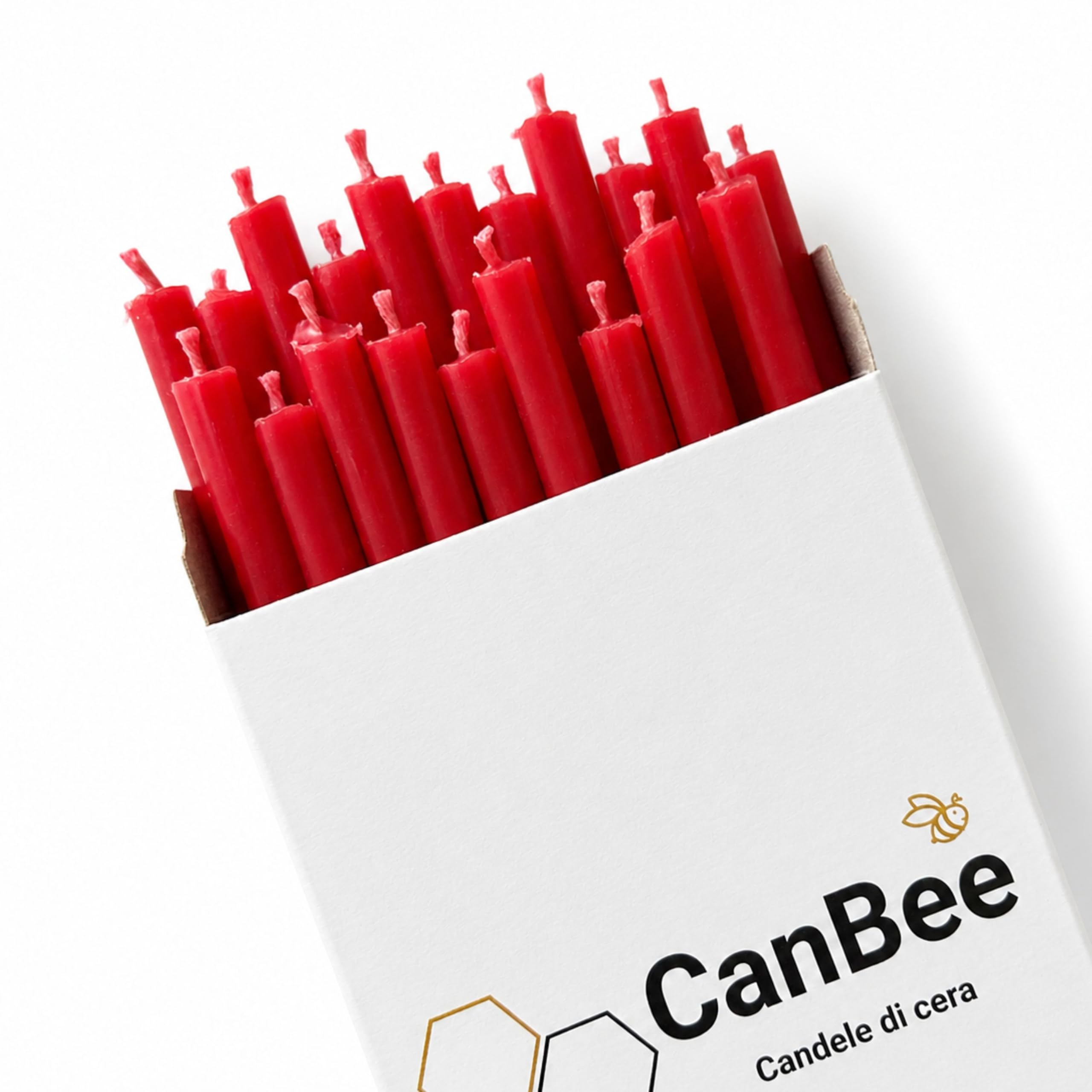 20 Rote Dünne Kerzen aus Natürlichem Bienenwachs 21 cm x Ø 6,5 mm – Lange Brenndauer, Rauchfreie Saubere Verbrennung – Ideal für Rituale, Meditation und Yoga – CanBee Küche, Haushalt & Wohnen