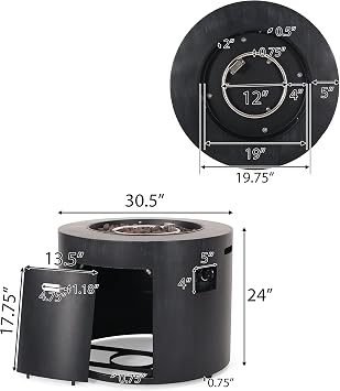 Christopher Knight Home Wellington Outdoor 40,000 BTU Circular Fire Pit - Brushed Black