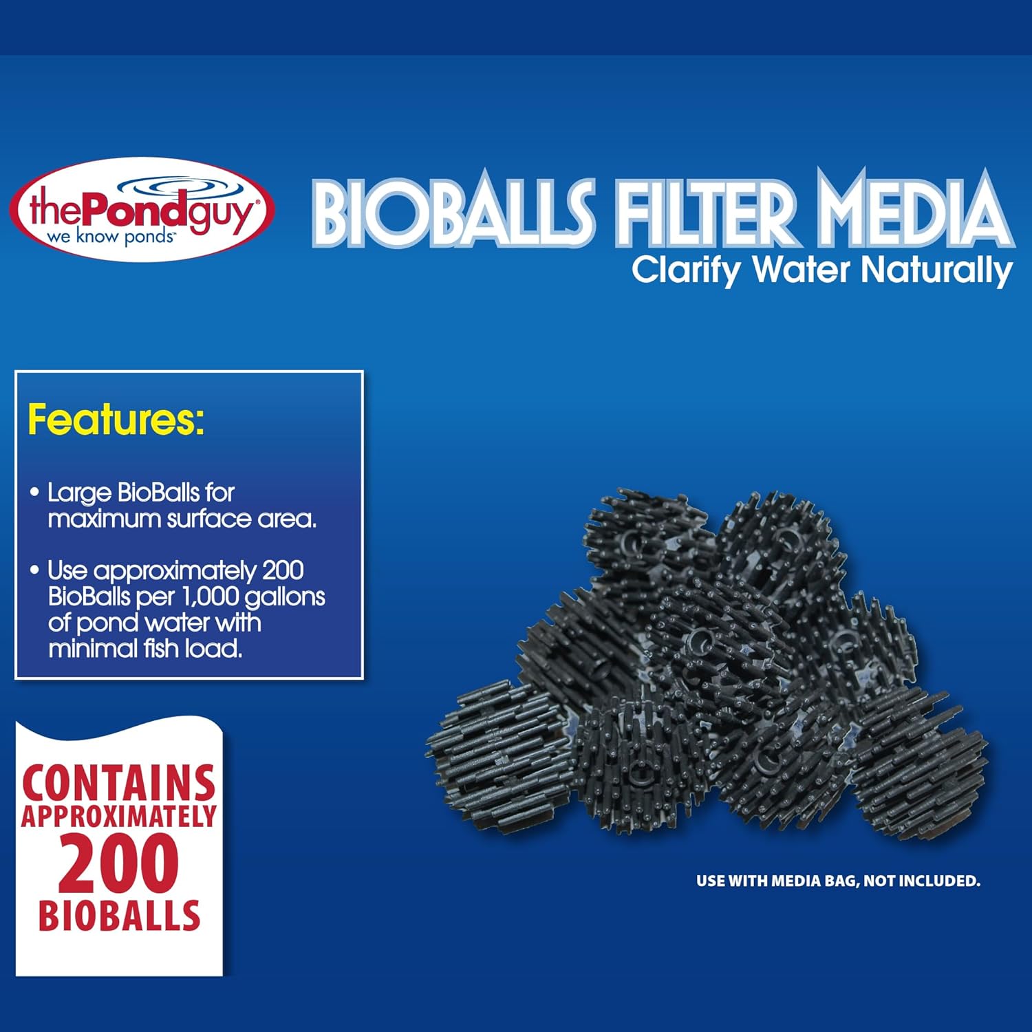 The Pond Guy BioBalls Filter Media for Ponds, Waterfalls & Aquatic Systems, Bio Filtration Substrate for Clean Water, Easy Maintenance, 200 BioBalls