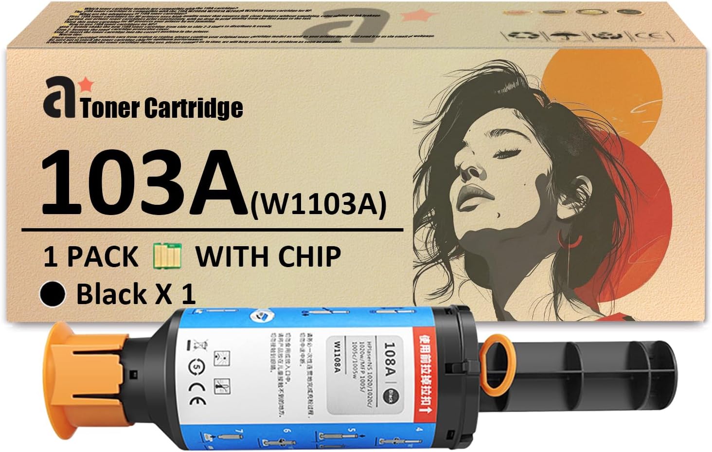 103A Toner Cartridge Replacement for HP 103A W1103A Toner Cartridges Compatible for HP Neverstop Laser 1000A 1000W MFP 1200A 1200W Printers 1 Black, 38cm * 13cm * 15cm