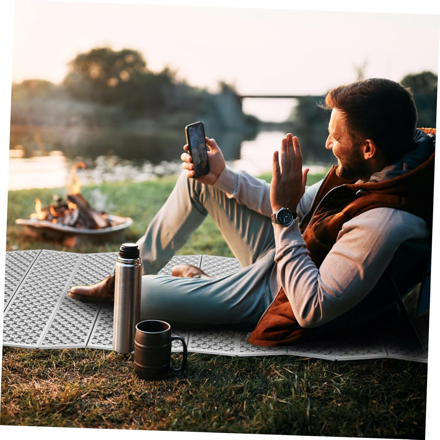 Folding Camping Sleeping Pad Insulated Egg Crate Foam Mat for Lightweight and Portable for Backpacking and Home Use and Durable