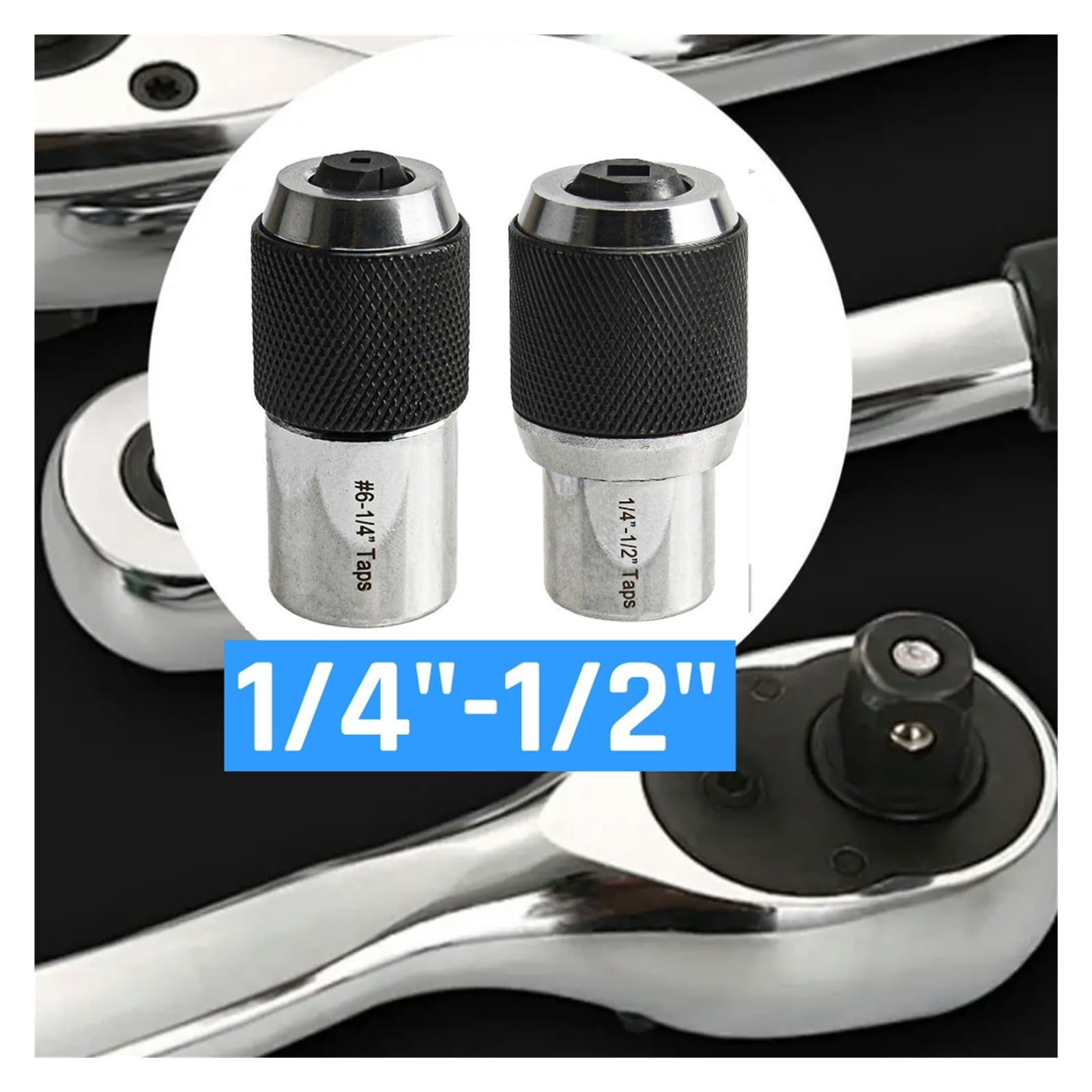 Chiave a cricchetto per maschi da 2 pezzi, attacco da 3/8 di pollice, utensile manuale, maschi da 1/4-1/2, maschi da 0-1/2, set di bussole per maschiatura, adattatore per bussole per maschiatura (2