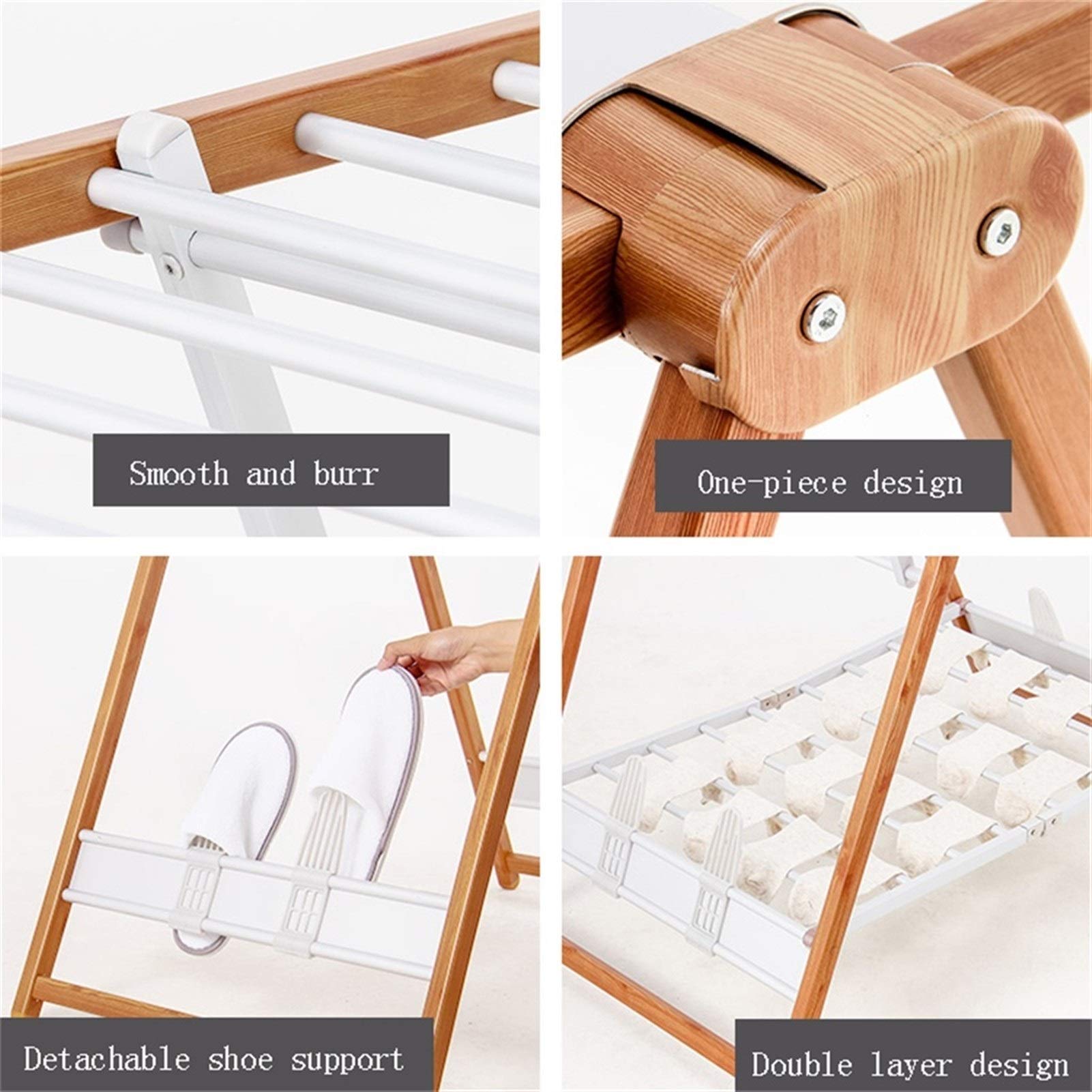 Aiaoi Tendedero, Tendedero Plegable Madera + Aleación De Aluminio Extra Grande Estilo Europeo Sencillo (Color : Madera, tamaño : Pequeño)