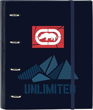 ECKO UNLTD. Peaks 4 Ring Binder 35 cm with 100 A4 Sheets, Ideal for Children of Different Ages, Comfortable and Versatile, Quality and Strength, 27 x 3.5 x 32 cm, Navy Blue