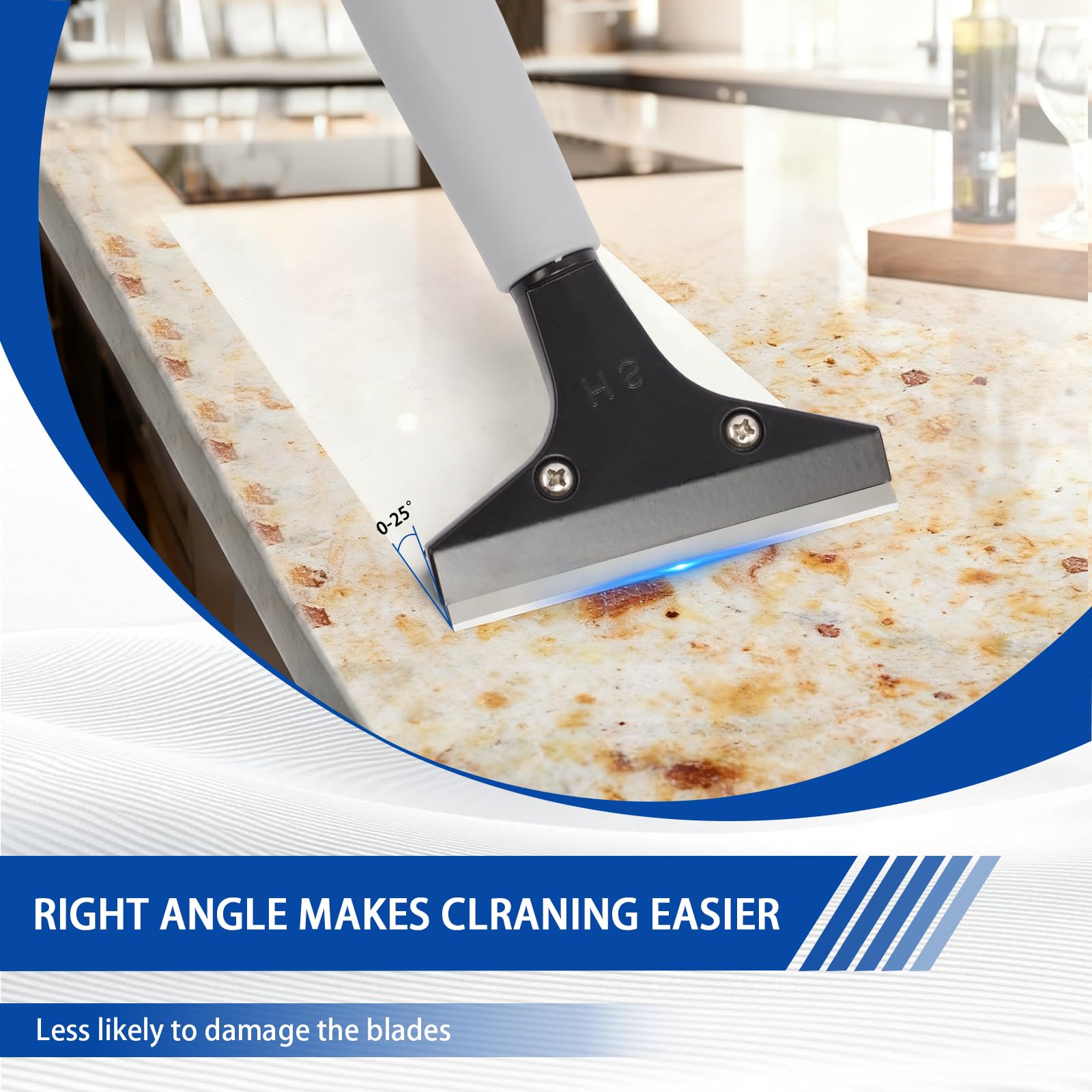 Rascador de piso de cuchilla, herramienta rascadora, rascador de piso de metal de 4 pulgadas con 10 cuchillas de metal adicionales, rascador de pintura de mango largo, ideal para limpiar estufas,