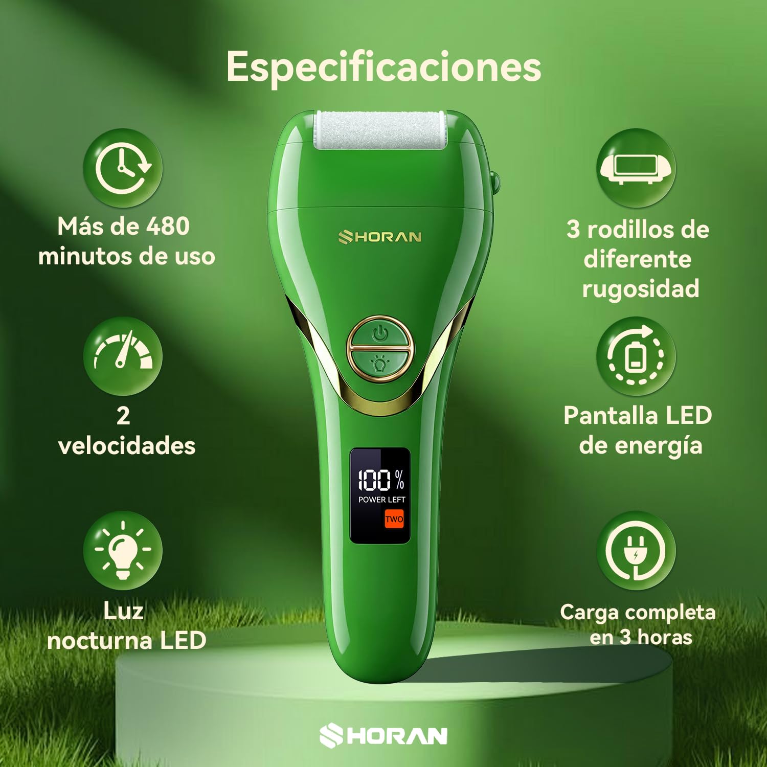 SHORAN Lima Electrica Pies Durezas, Pedicura Profesional Quita Durezas Electrico, Maquina pies para Exfoliante Eliminar Durezas y Callos, Lima Pie Durezas Recargable con 2 rascador pies e 3 Rodillos