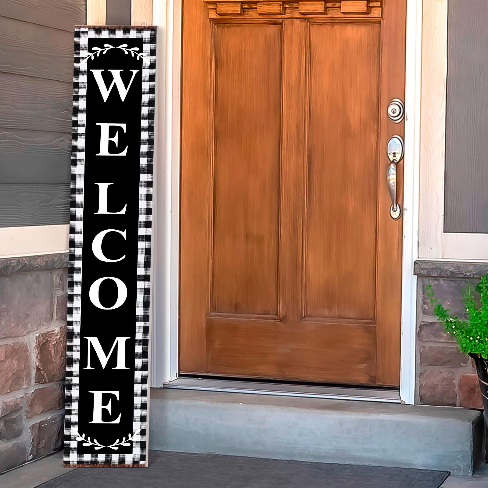 Suzile 47 x 8 Inches Welcome Sign for Front Door Porch Standing Rustic Farmhouse Porch Signs Vertical Hanging Decorations for Front Door Outside Home Yard Decor (Vintage) โ image 1