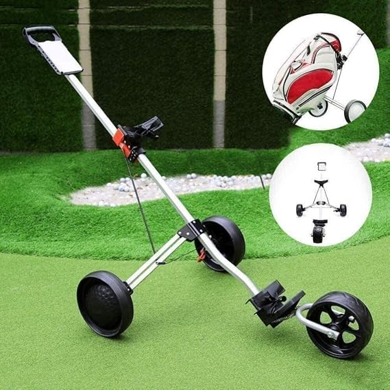 qiuqiu Golf Trolley,Foldable Golf Trolley 3 Wheel, Lightweight Golf Buggy, Quick Open and Close Golf Caddy, Collapsible Cart, Golf Push Pull Car,Golf Course Supplies