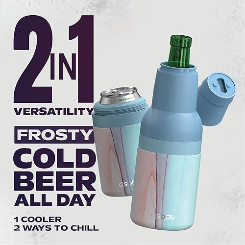 Miniatura 27 de Asobu Frosty Beer 2 Go Enfriador de botellas y latas de cerveza de acero inoxidable de doble pared con aislamiento al vacío y destapador de cerveza