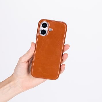 iPhone 17 ile Uyumlu Hakiki Deri Kılıf – Kablosuz Şarj Destekli, İnce ve Hafif, Süet İç Yüzeyli, Kamera Yükseltili Telefon Kılıfı (6.3) (Rustik Kahverengi)