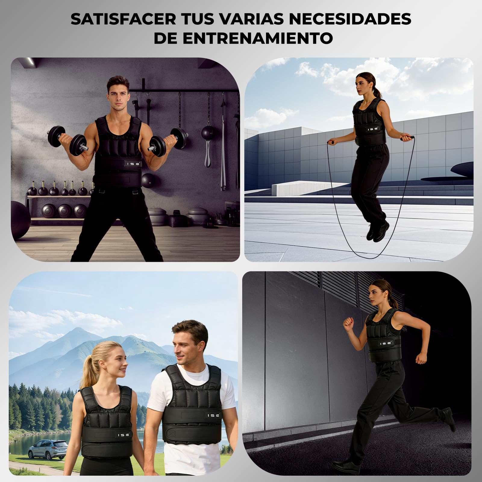 ISE SY3002 - Chaleco con peso ajustable de 5 kg, 10 kg, 15 kg, 20 kg, 25 kg, 30 kg, para entrenamiento de musculación