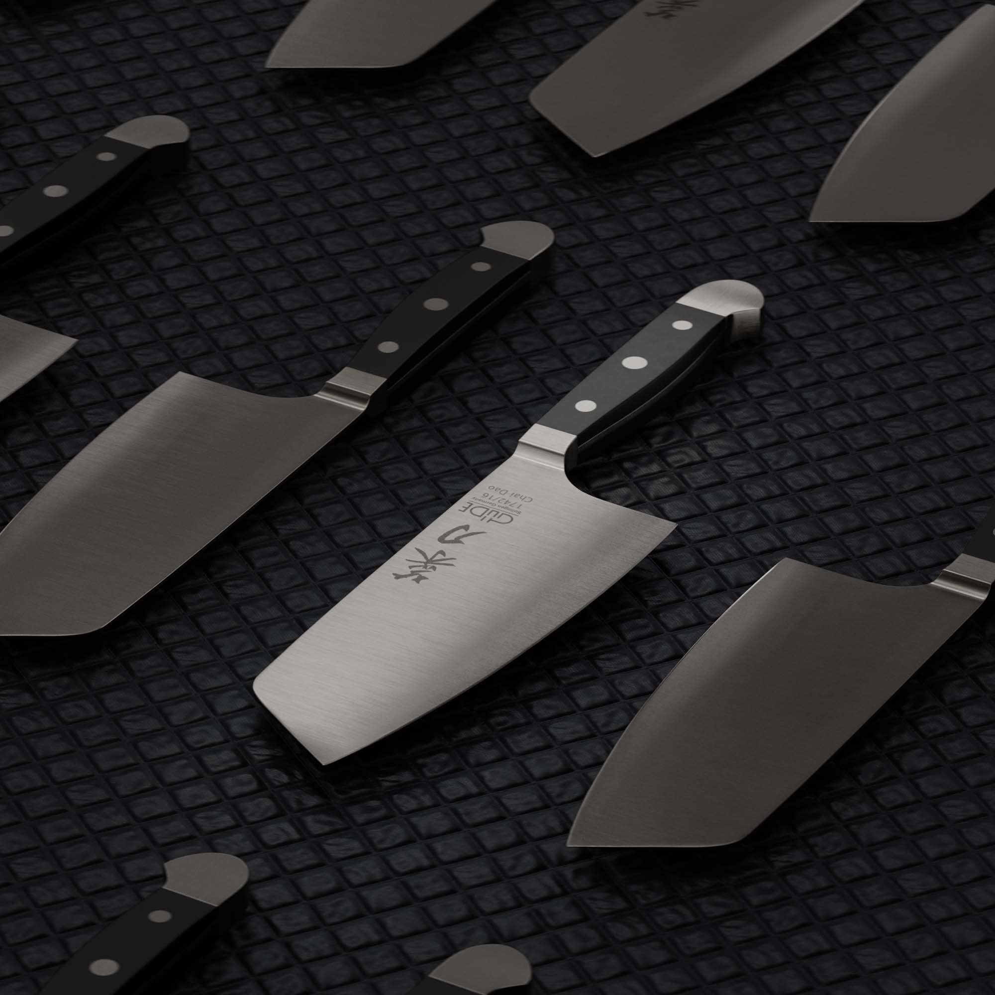 Güde Solingen - Chai Dao, Coltello da Cuoco Cinese forgiato, 16 cm, Pom Nero, Alpha - Doppio Collarino, Fatto a Mano in Germania
