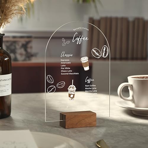 Miniatura 90 de UNIQOOO Paquete de 10 letreros de mesa de acrílico esmerilado de 8 x 10 pulgadas para boda con soportes, 1/8 pulgadas de grosor, hoja de letrero