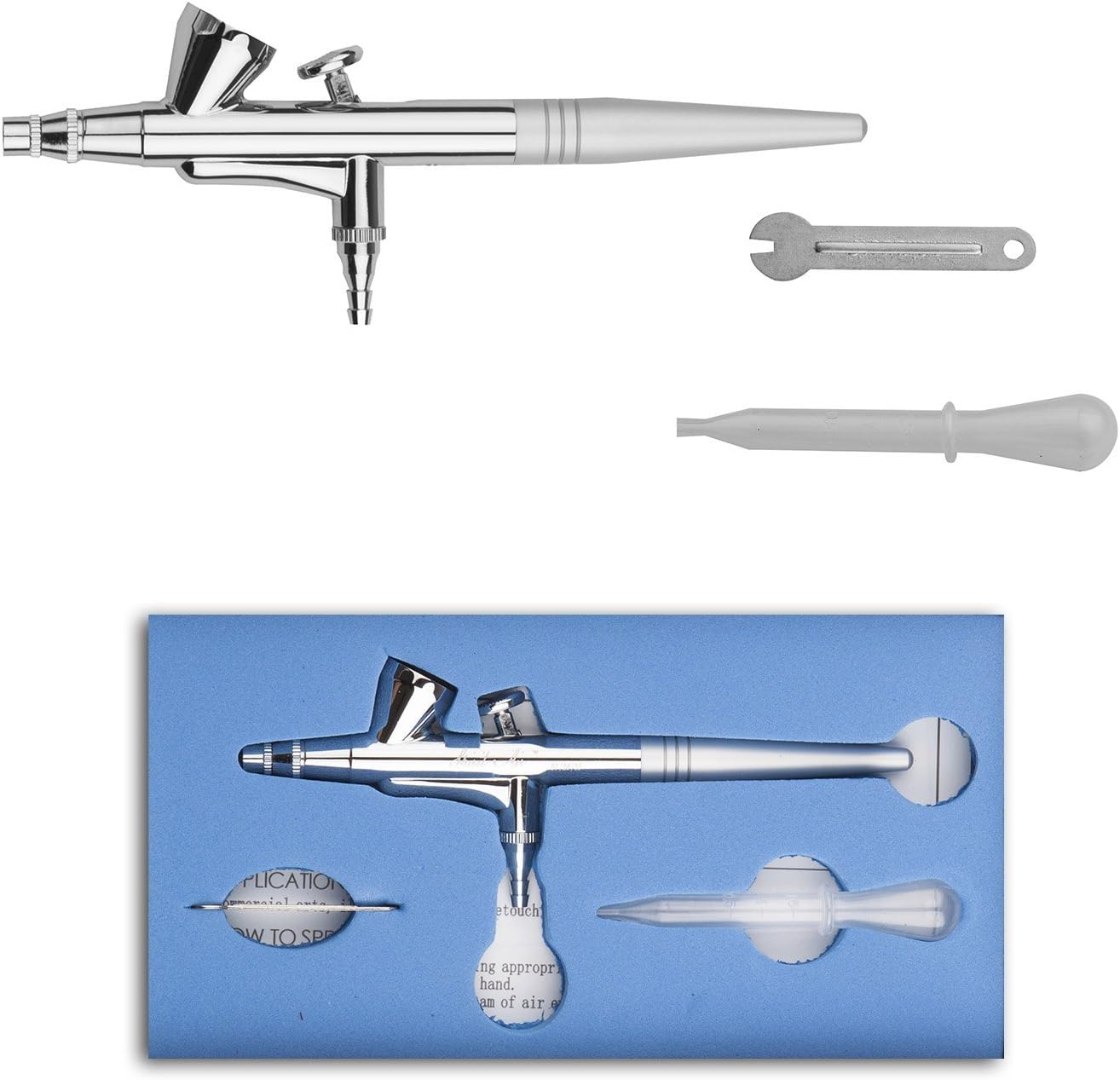 Pinkiou Airbrush Gun Mini Makeup Air Brush Spary Gun 0.4mm Needle and Nozzle For Make up Face Eyebrow Nail Temporary Tattoo (single gun)