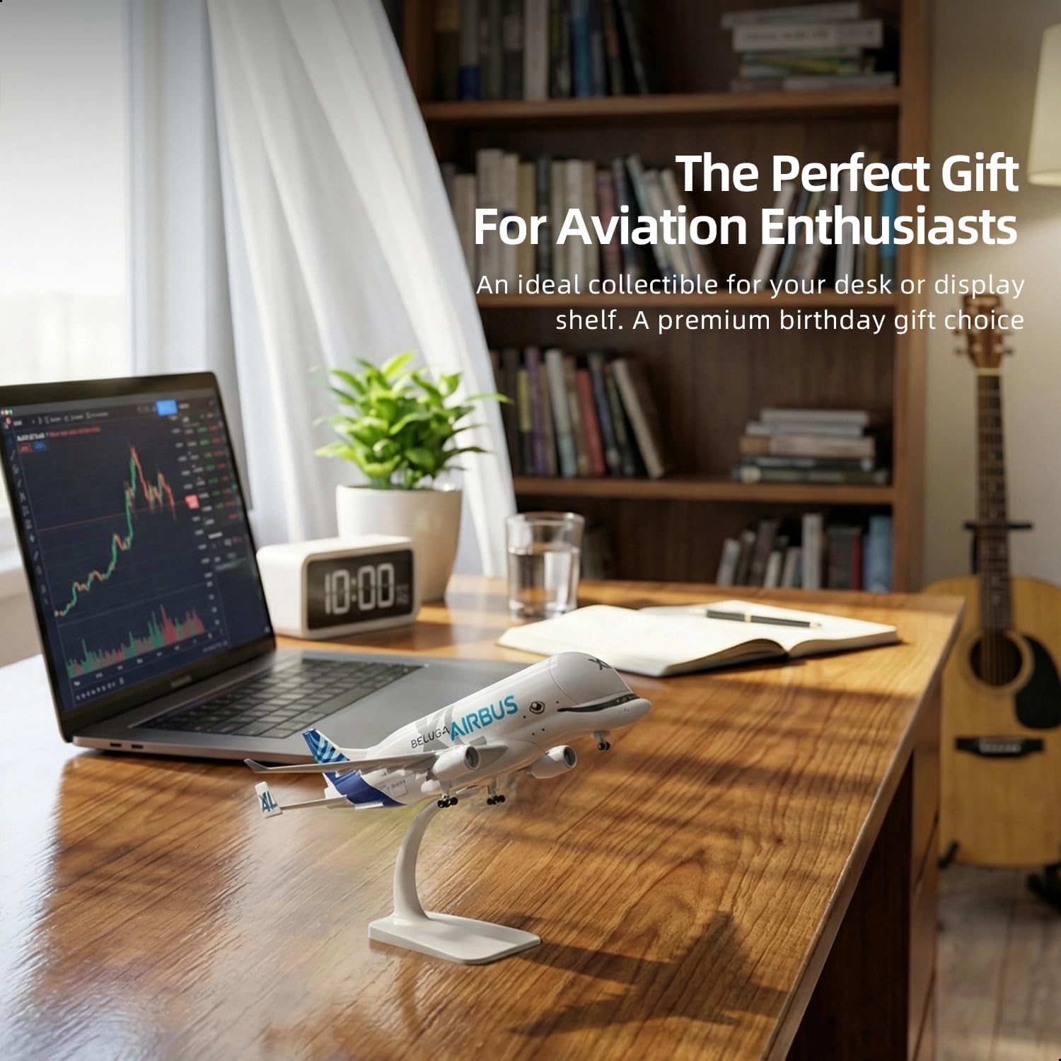 1/300 Compatible for Beluga XL Airplane Model Airport Set, Airbus A330 Diecast Metal Airplane Model with Stand, Rubber Mat, 1/200 Mini Car Model x5 for Display Decoration (Mat: 25×35 cm)