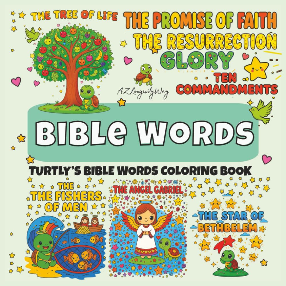 Bible Words – Cozy Turtle Coloring Book: Christian coloring fun with Turtly the Turtle, Discover God’s love through 40 kawaii turtle illustrations and ... Inspiring Coloring Books That Teach and Calm)