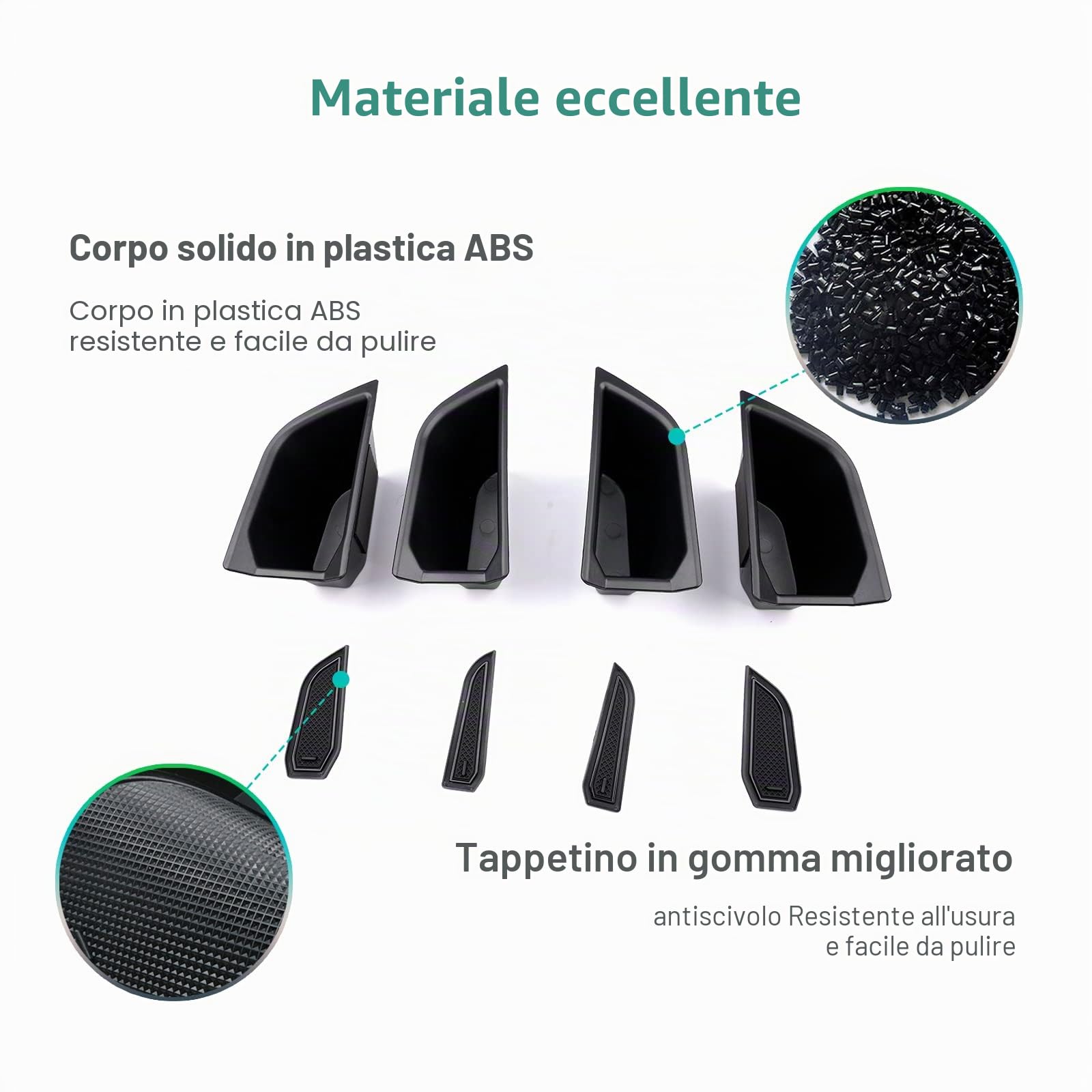GAFAT Compatibile con Audi Q4 e-tron EV Electric 2021-2025 2026 Scatola Portaoggetti, Q4 etron Sportback Organizer Ffibbia Porta Vassoio, Accessori Q4 etron [Un Set di 4 Pezzi]