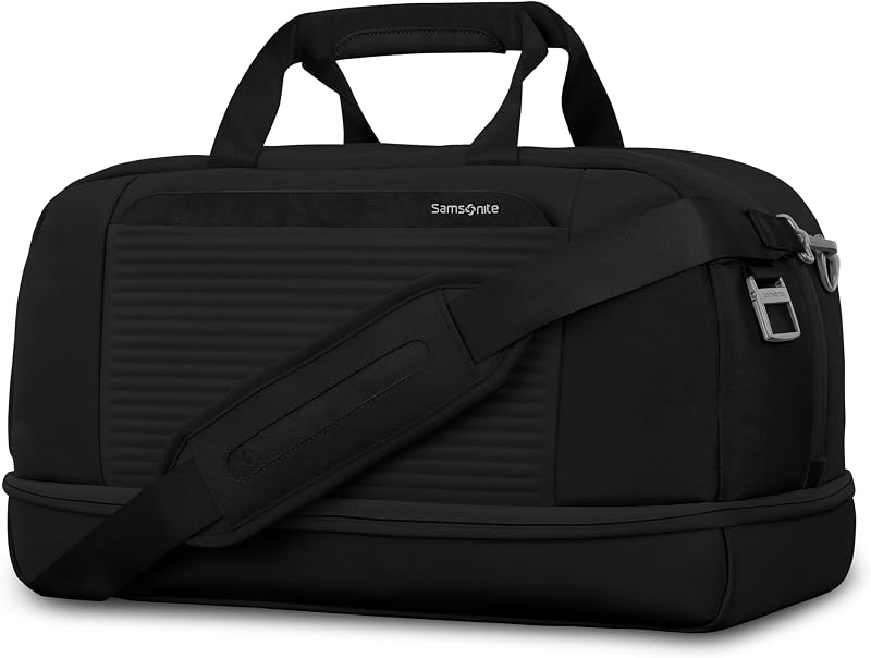 Paralux Weekender Duffel Bag, bolsa de viaje con apertura amplia, compartimento inferior abatible para zapatos y ropa sucia, soporte AirTag, correa StackIt - Bolsa de viaje de negocios y ocio