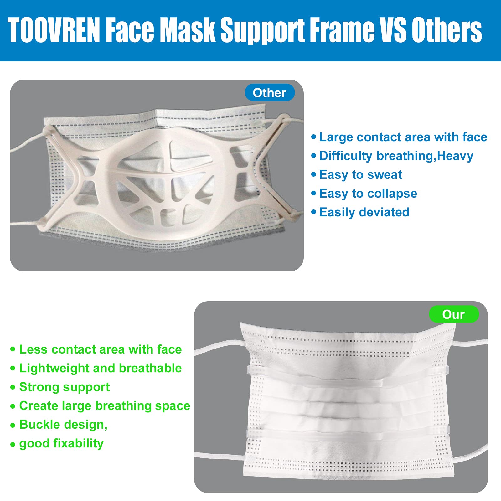 Mask Inserts For Breathing Room (12Pcs) TOOVREN Upgraded 3d Face Mask