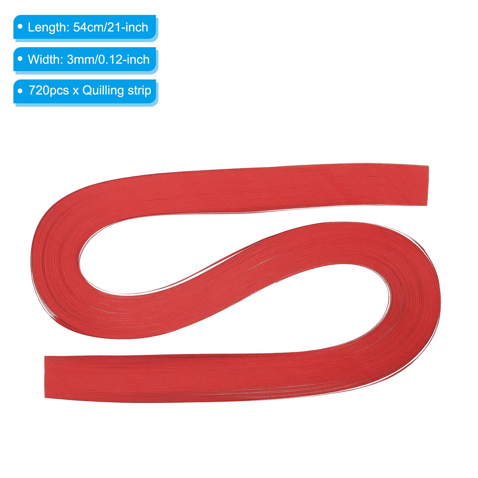 PATIKIL 720pcs Quilling Strips Paper 3mm(1/8") 54cm Origami Paper Quilling Strip for Art DIY Hand Craft Christmas Bright Red - Image 2