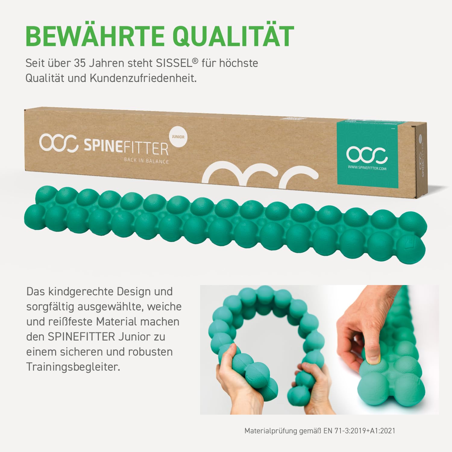 SISSEL® SPINEFITTER® Junior Ocean | Rückendehner für Kinder & Jugendliche | Rückenretter für Haltung | Wirbelsäulenstrecker | Rückenstrecker Gerät für Reha & Therapie | Rückentrainer | 16 Kugelpaare