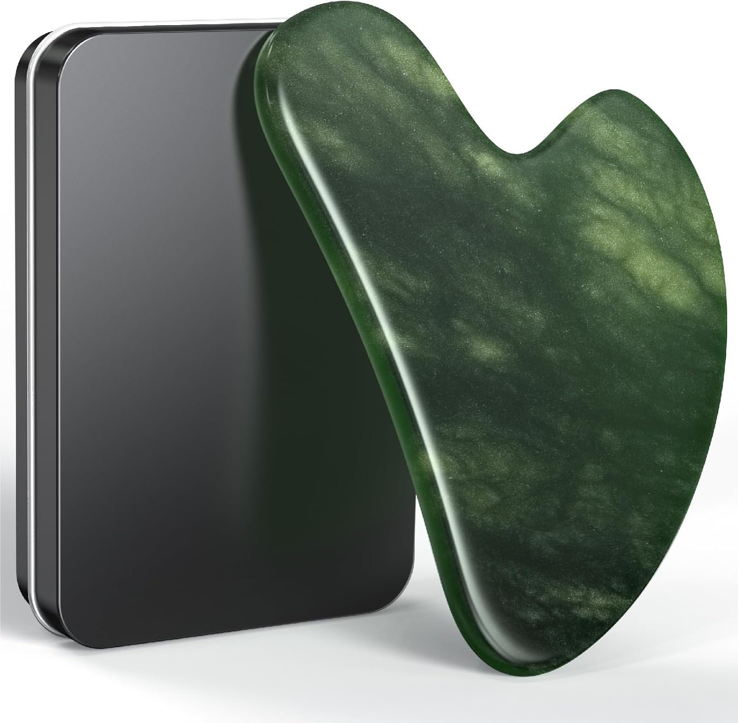 Jade Gua Sha Facial Tool – Jade Stone Guasha Tool for Face & Neck – Face Massager Tool for Lymphatic Drainage, Puffiness Reduction & Jawline Sculpting