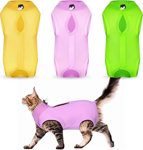 Nuanchu 3 piezas de traje de recuperación para gatos y gatitos, traje de recuperación para gatos y perros, alternativa al collar electrónico para