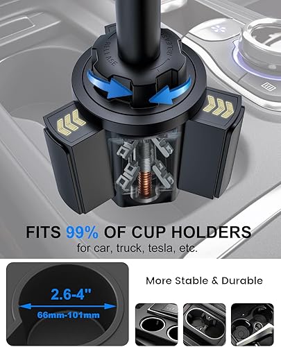 Miniatura 6 de Soporte de metal resistente para tableta de automóvil, ajuste de un solo toque, soporte mágico para vasos de brazo para automóvil, SUV, camiones,