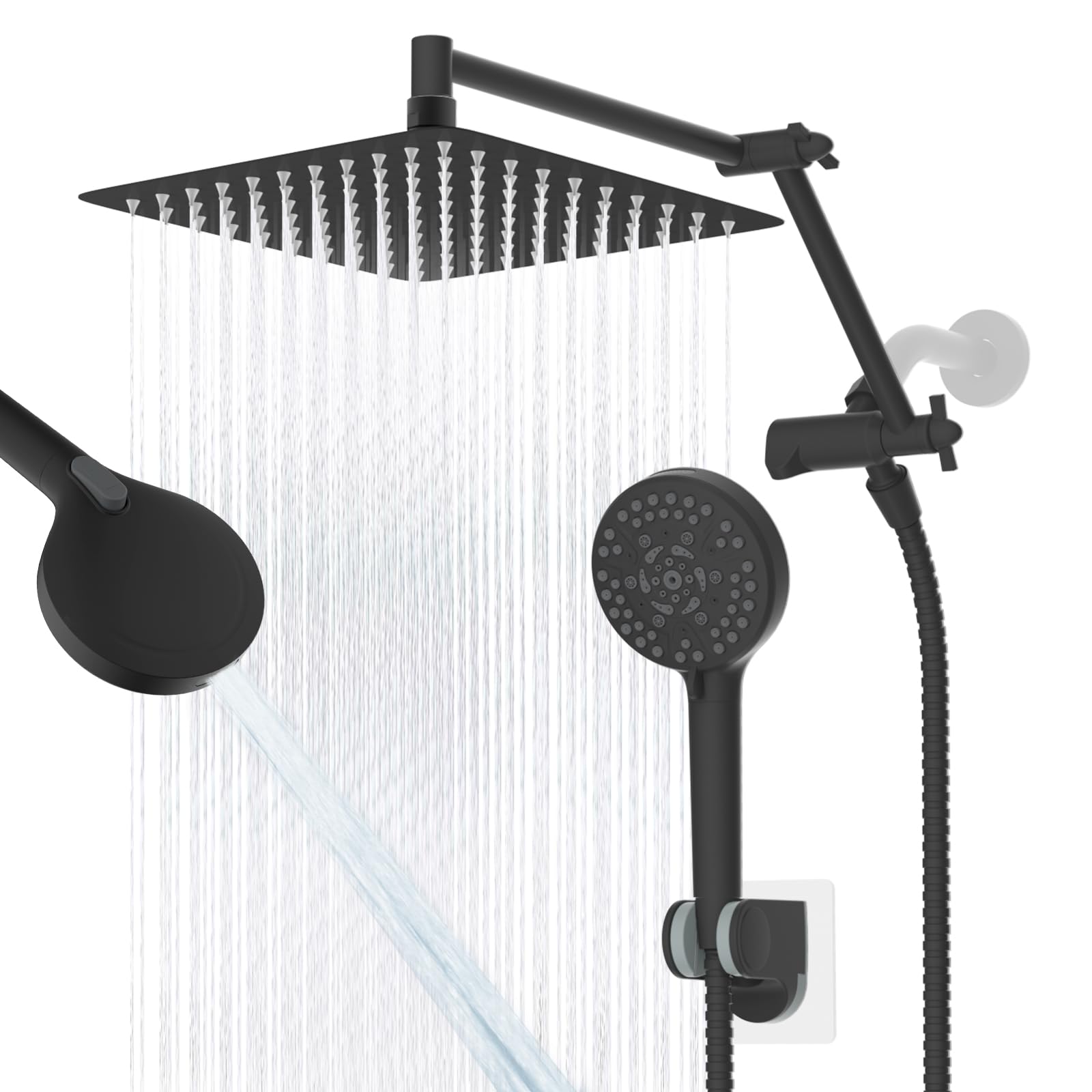 Metal 10" Rain Shower Head with Handheld, High-Pressure Showerhead,10-Mode