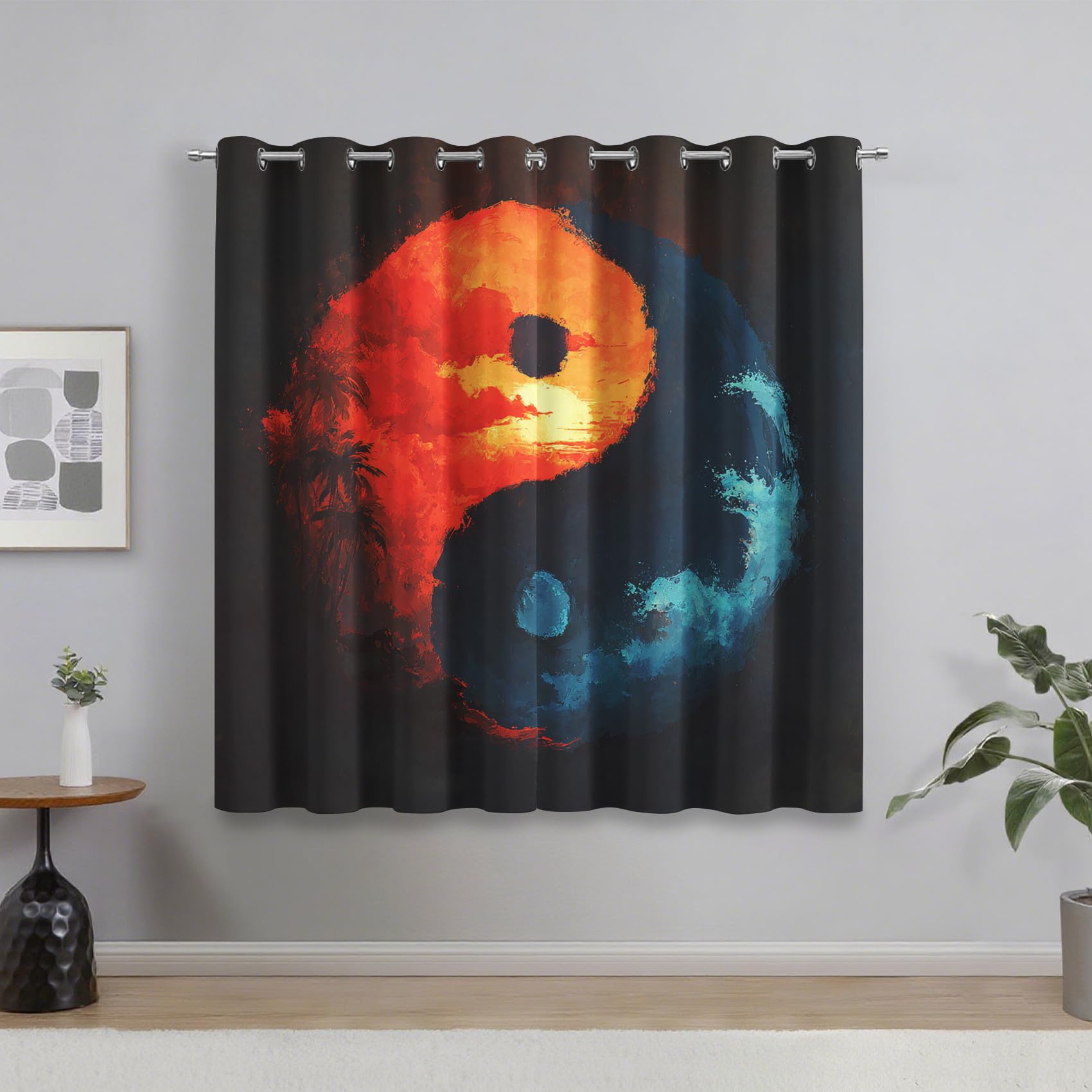 Rideau Occultant Tai Chi 140x240 cm | Double Draperie Thermique pour Chambre