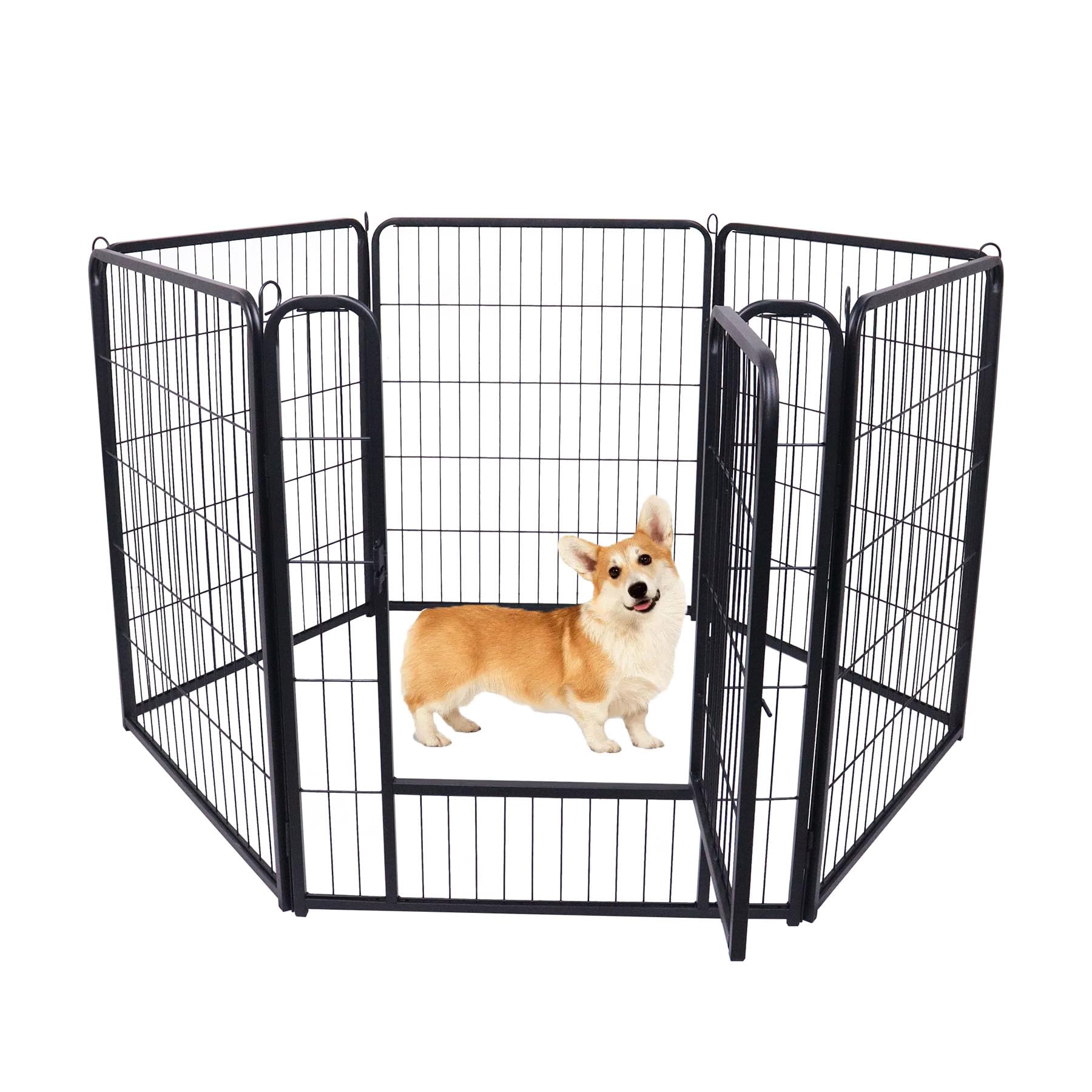 Froadp Recinzione per cuccioli, 6 pezzi, con porta, 65 x 80 cm, recinto per animali domestici, recinto per cuccioli, recinto per cani
