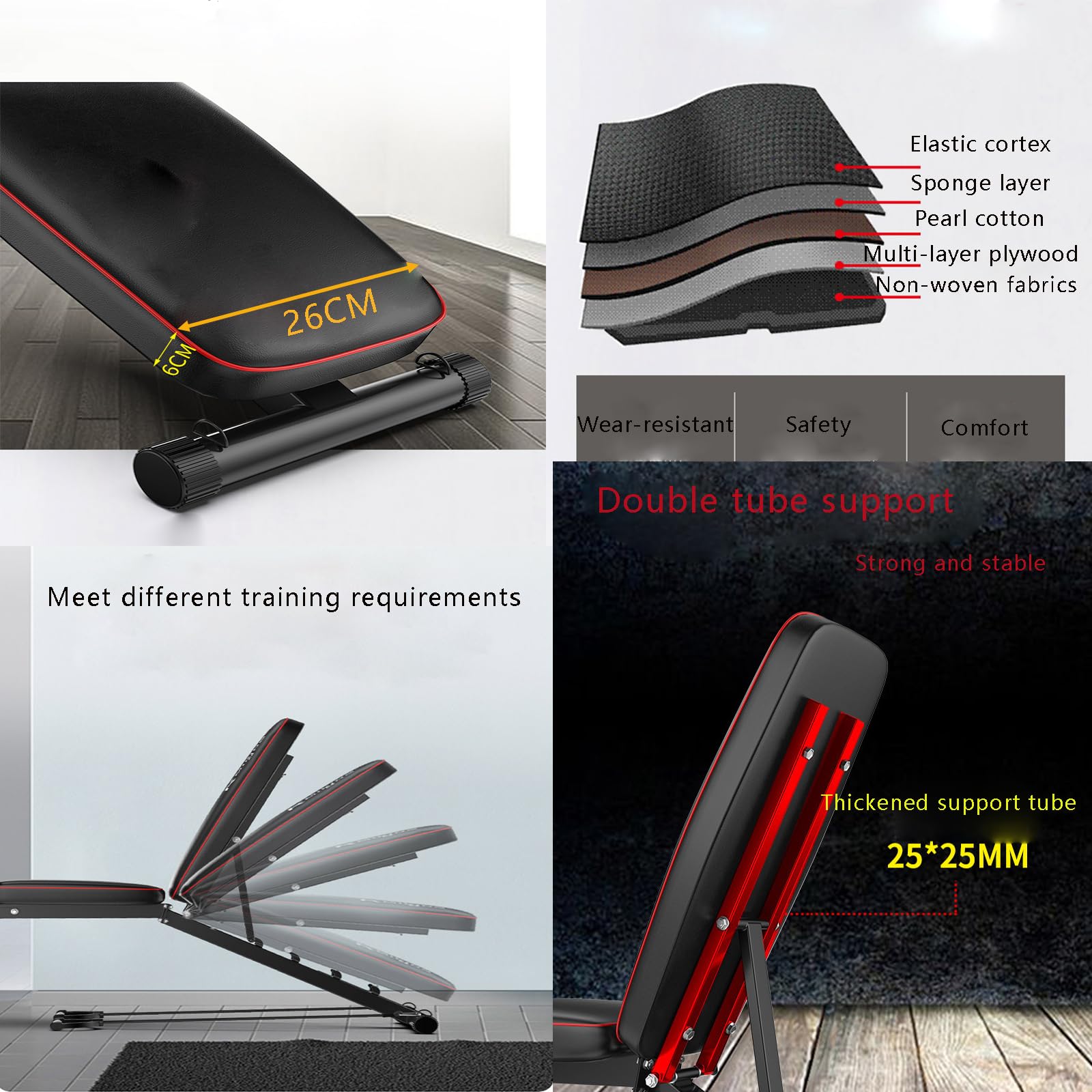 Amazon.co.jp: 筋トレ ベンチ,耐荷重200kgベンチ,柔らかく快適な生地