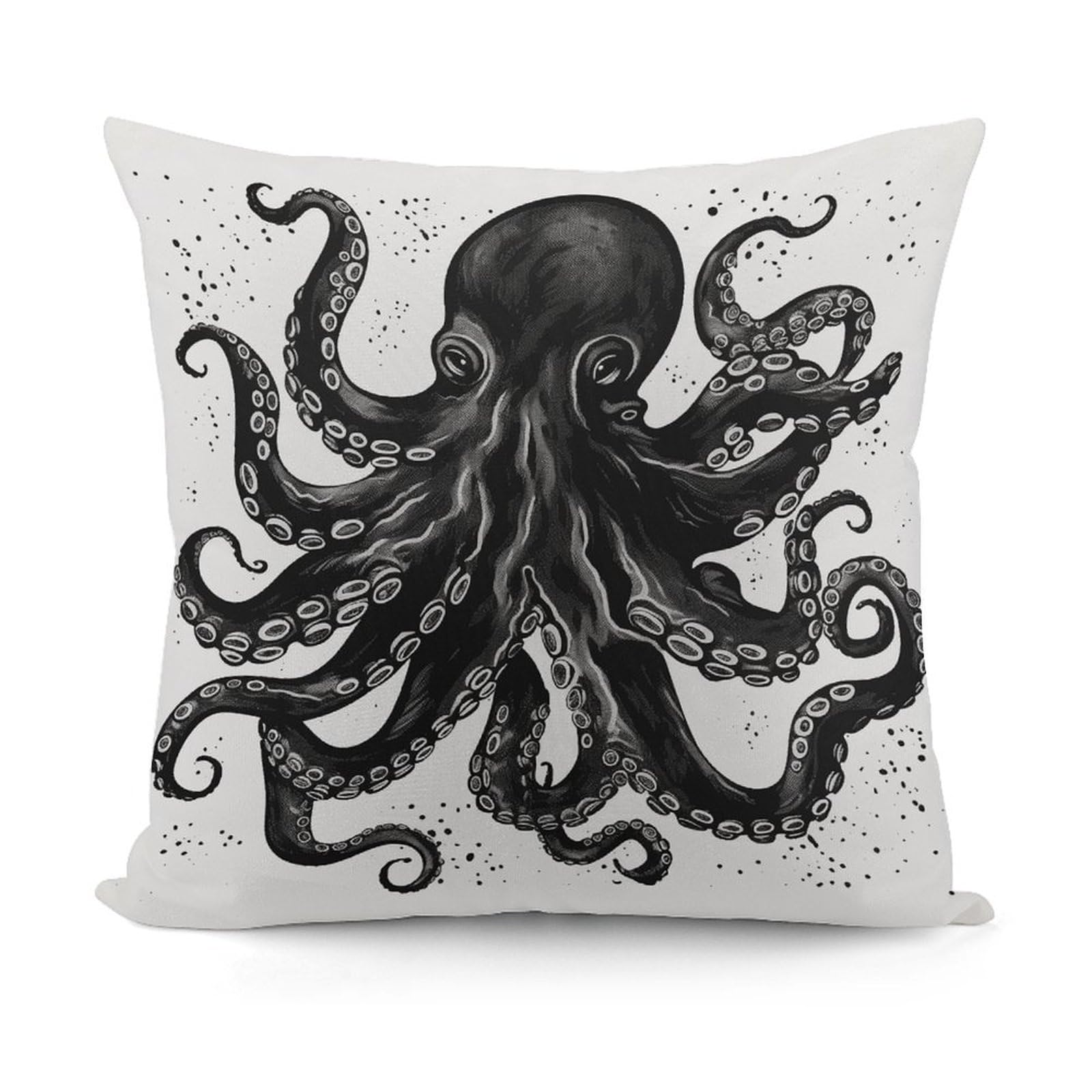 VstaDank Decorative Classic Black Octopus Throw Pillow Covers Luxury Soft Pillowcases Fluffy Plush Accent Pillow Cases Personalized Square Lumbar Pillows Shells for All Seasons 18" X 18"