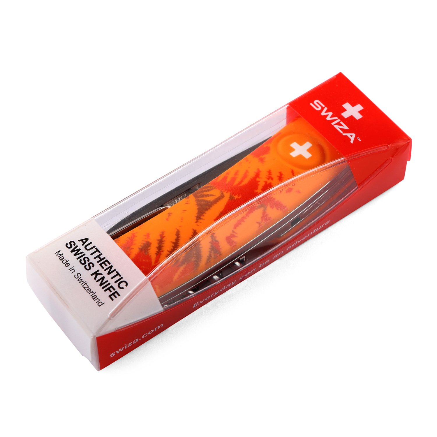 SWIZA Suisse Canif D03 Camo Fougère Orange, antidérapante, 11 Caractéristiques