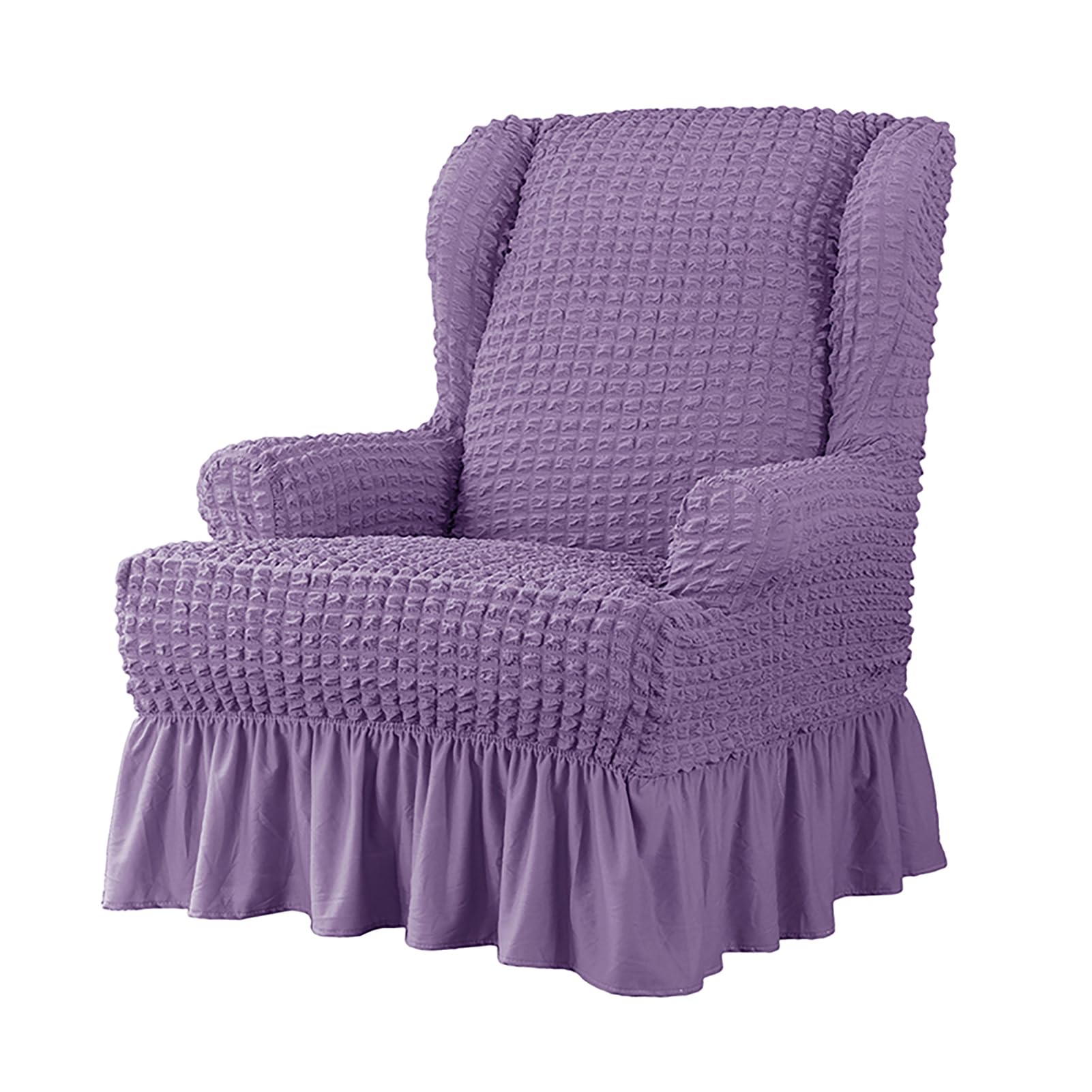 ZHUIYUAN Seersucker Wingback Chair Slipcover With Skirt, Stretch Wingback Chair Covers Armchair Cover, Wing Back Recliner Sofa Chair Covers With Arms For Living Room
