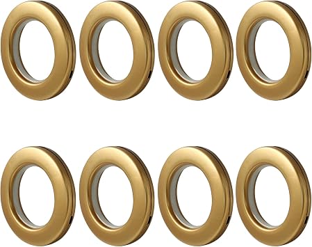 مجموعة من 8 حلقات ستارة داخلية بقطر 40 مم مقاس 1-9/16 بوصة من BokWin، حلقات ستارة بمشبك ذهبي