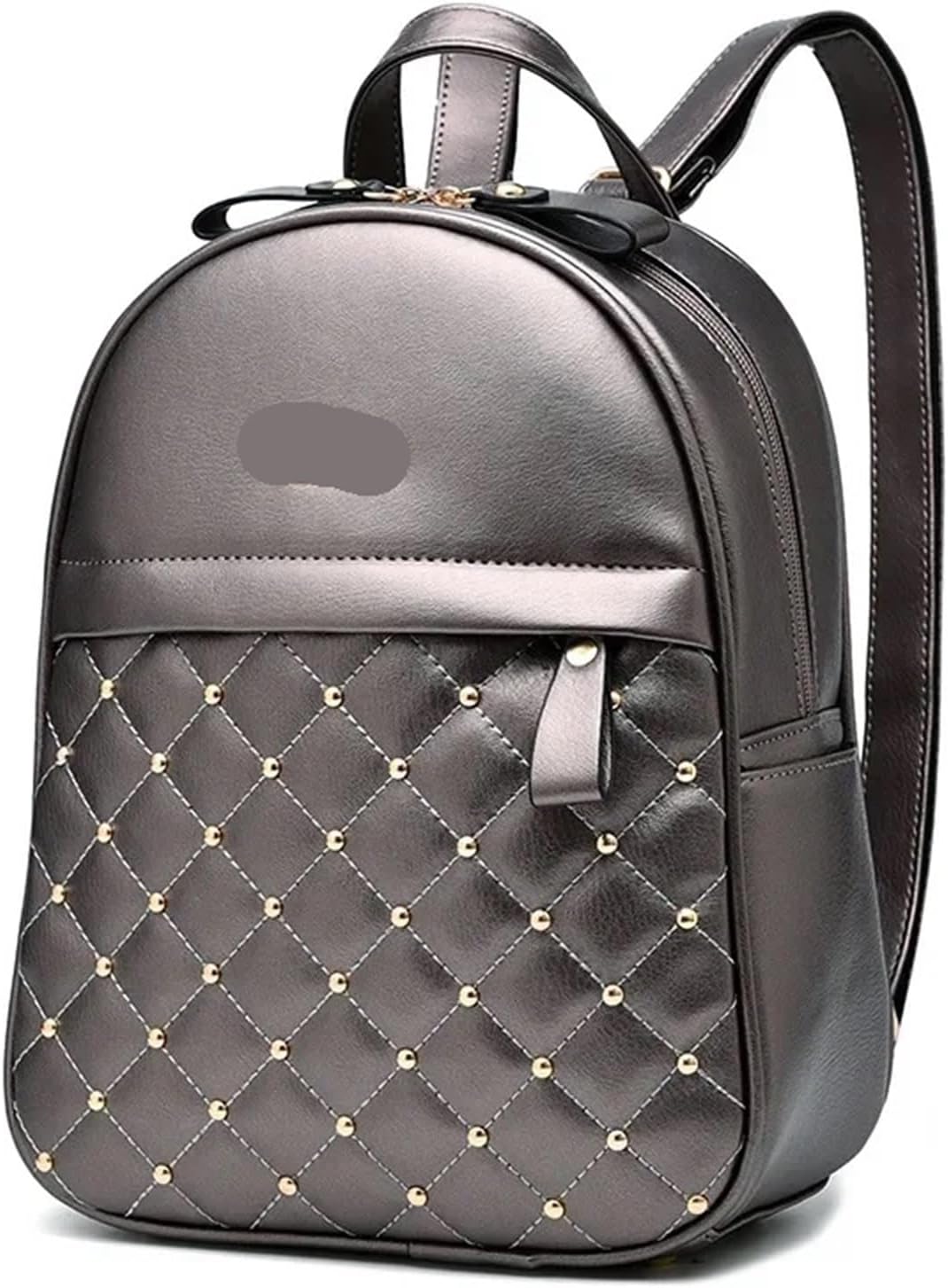 Rivet Daypack PU Leather Rivet Backpack Women Solid Color School for College Students Casual Handbag for Female