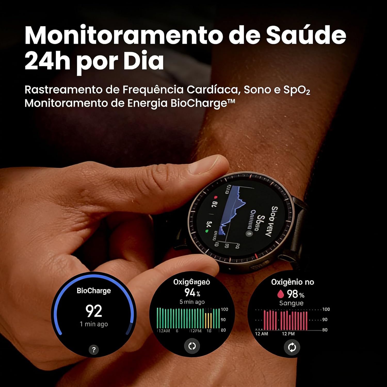 Amazfit Active Max Smartwatch with its magnetic charging base.