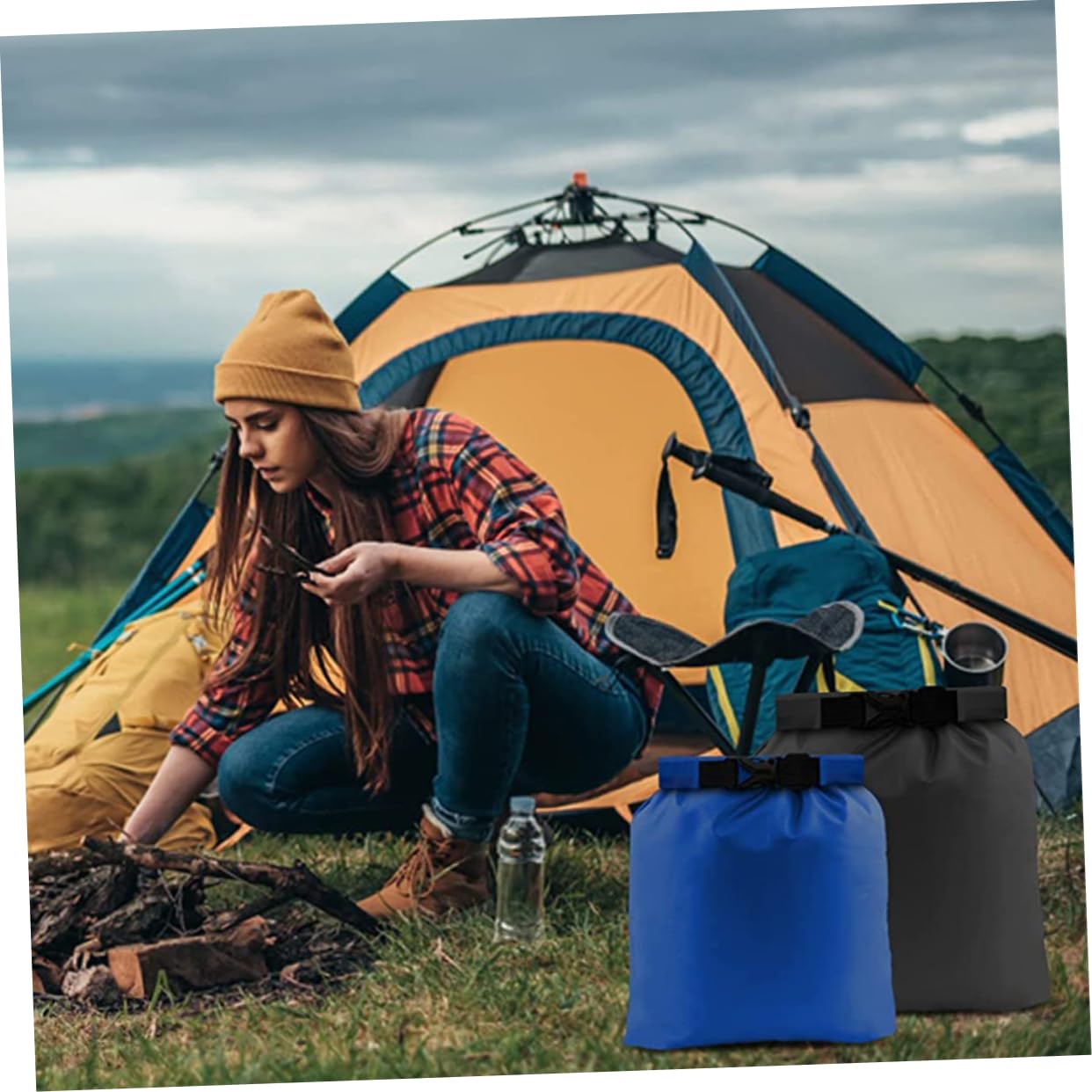 Toddmomy 2 Set Borse Impermeabili Sacche Leggere E Resistenti Per Attività Per Camping E Backpacking 6 Pezzi * 2