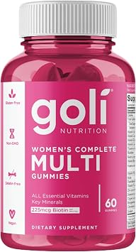 Goli Nutrition Women's Complete Multi 60 Vegan Gummies Wide Range of Vitamins & Minerals per Dose Gluten Free Soy Free GMO Free Natural Aroma