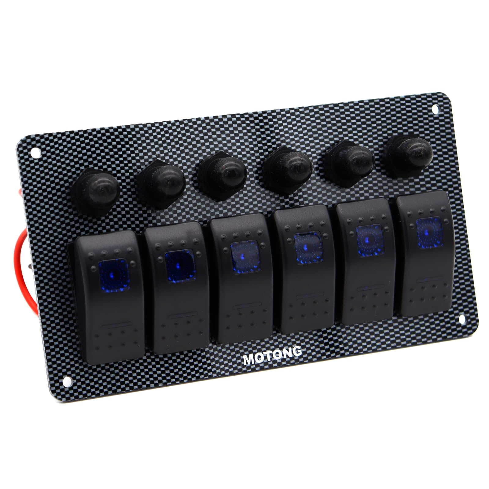 MOTONG Waterproof 12V/24V 6 Gang ON-Off Toggle Rocker Switch Panel Mount with Circuit Breaker Overload Protection Button for Marine Boat RV Truck Car